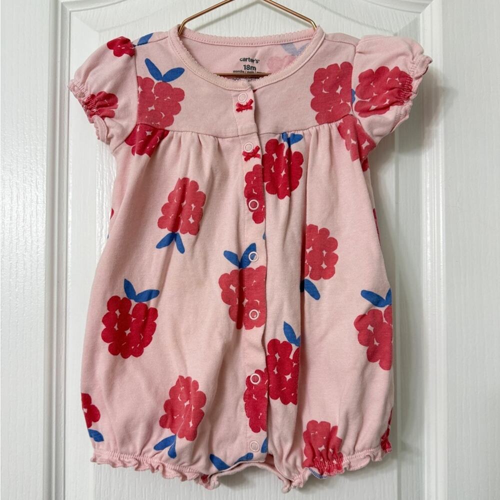 Carter's Pink Grapes Snap Up Romper Size 18M